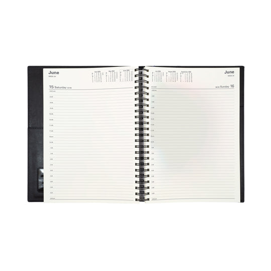 Collins 2024 Calendar Year Diary - Vanessa 145 Spiral A4 Day to Page Black
