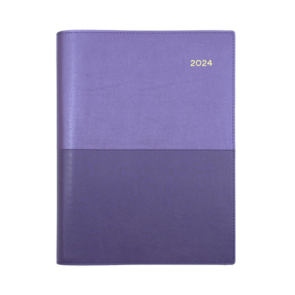 Collins 2024 Calendar Year Diary - Vanessa 145 Spiral A4 Day to Page Purple