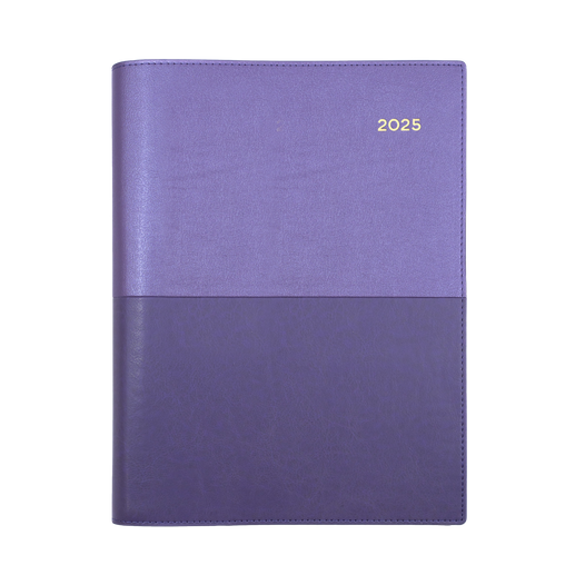 Collins 2025 Calendar Year Diary - Vanessa 145 Spiral A4 DTP Purple