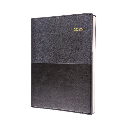 Collins 2025 Calendar Year Diary - Vanessa 145 Spiral A4 Day to Page Black