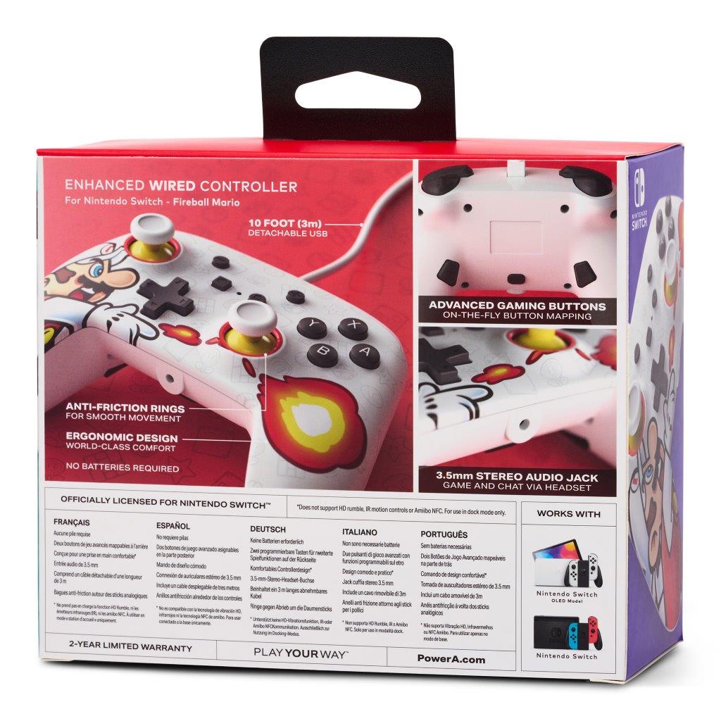 PowerA Enhanced Wired Controller for Nintendo Switch - Fireball Mario