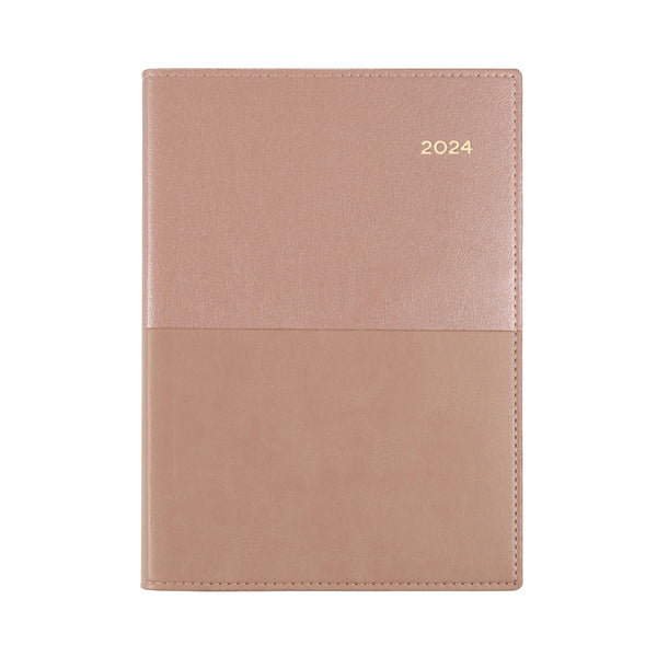 Collins 2024 Calendar Year Diary - Vanessa 185 Spiral A5 Day to Page Rose Gold
