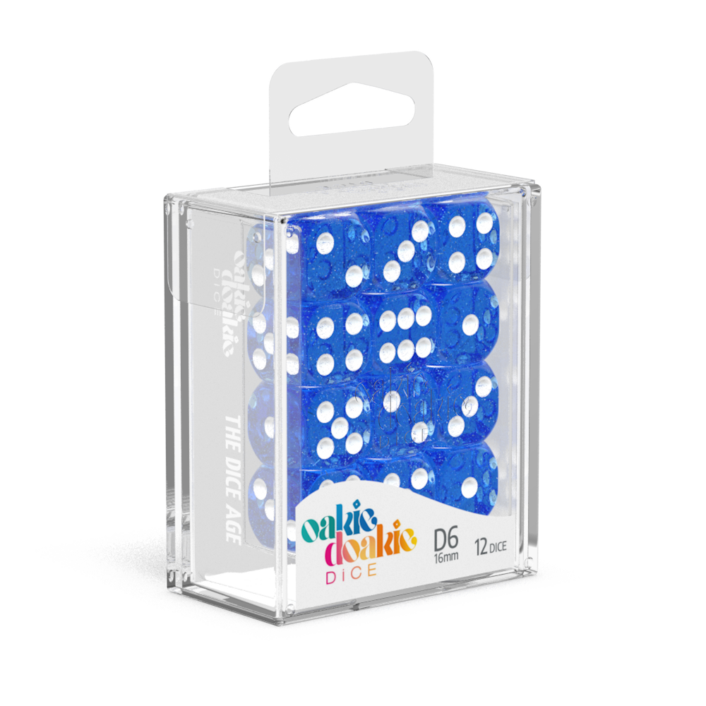 Oakie Doakie Dice Speckled - Blue 16mm D6 Set Of 12