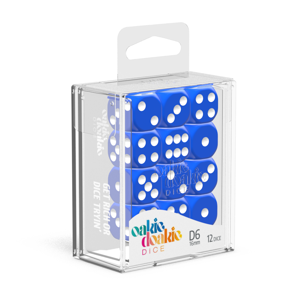 Oakie Doakie Dice Solid - Blue 16mm D6 Set Of 12