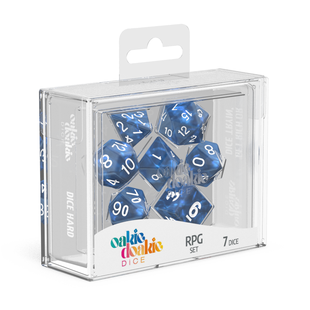 Oakie Doakie Dice Marble - Blue RPG Dice Set