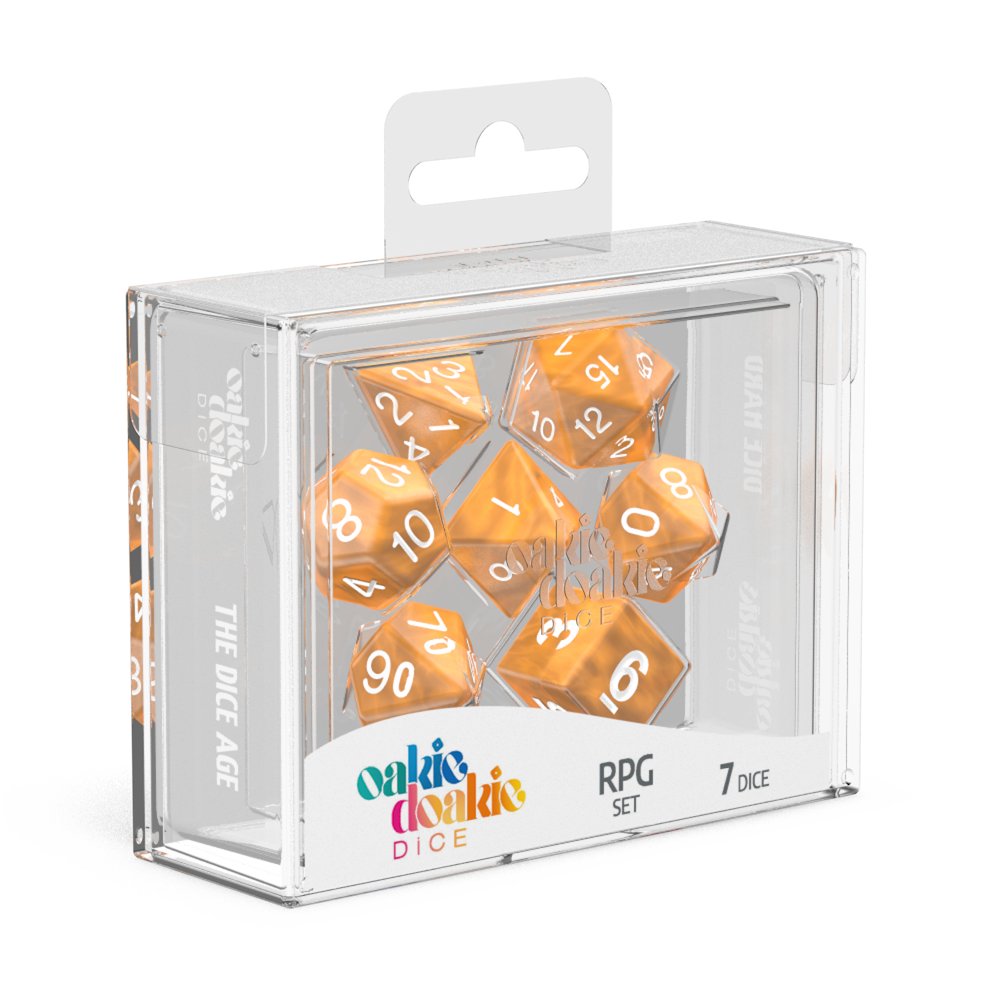 Oakie Doakie Dice Marble - Orange RPG Dice Set