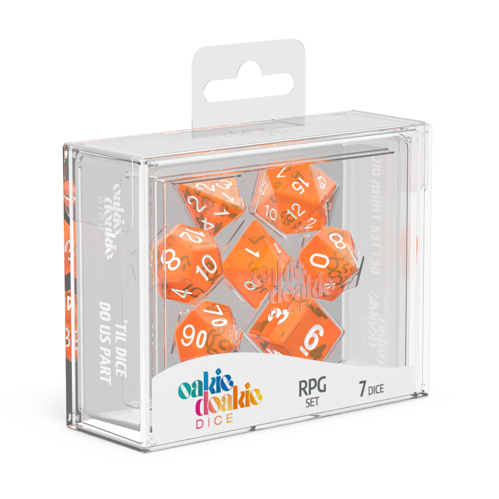 Oakie Doakie Dice Translucent - Orange RPG Dice Set