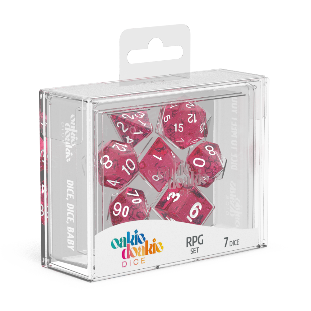 Oakie Doakie Dice Speckled - Pink RPG Dice Set