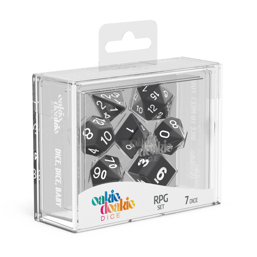 Oakie Doakie Dice Solid - Black RPG Dice Set