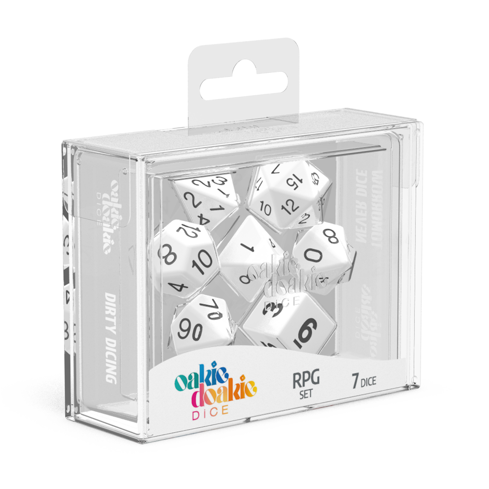 Oakie Doakie Dice Solid - White RPG Dice Set