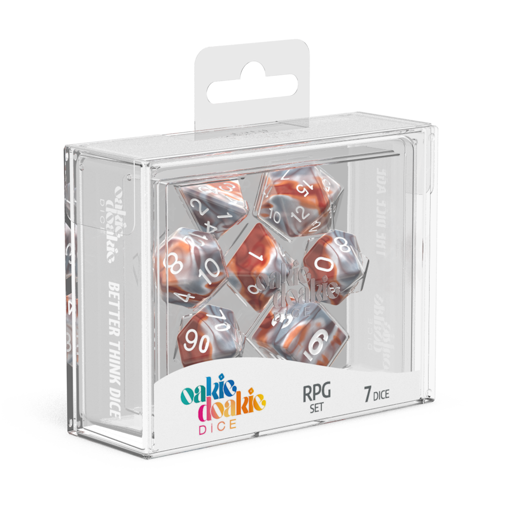 Oakie Doakie Dice Gemidice - Silver-Rust RPG Dice Set