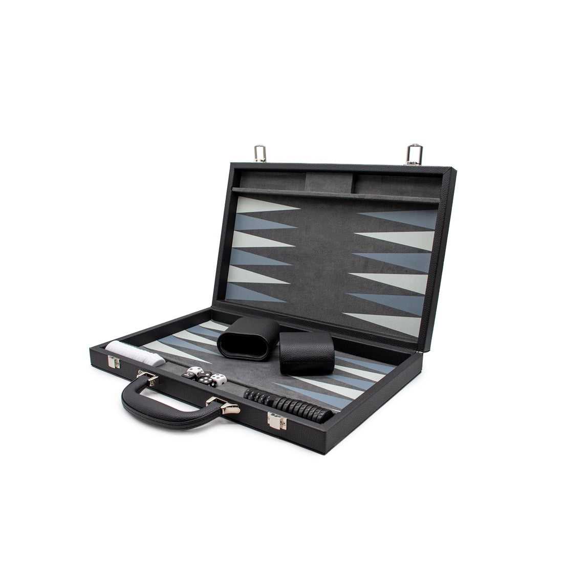 Backgammon - Black Leather Attache Case Set [LPG Classics]