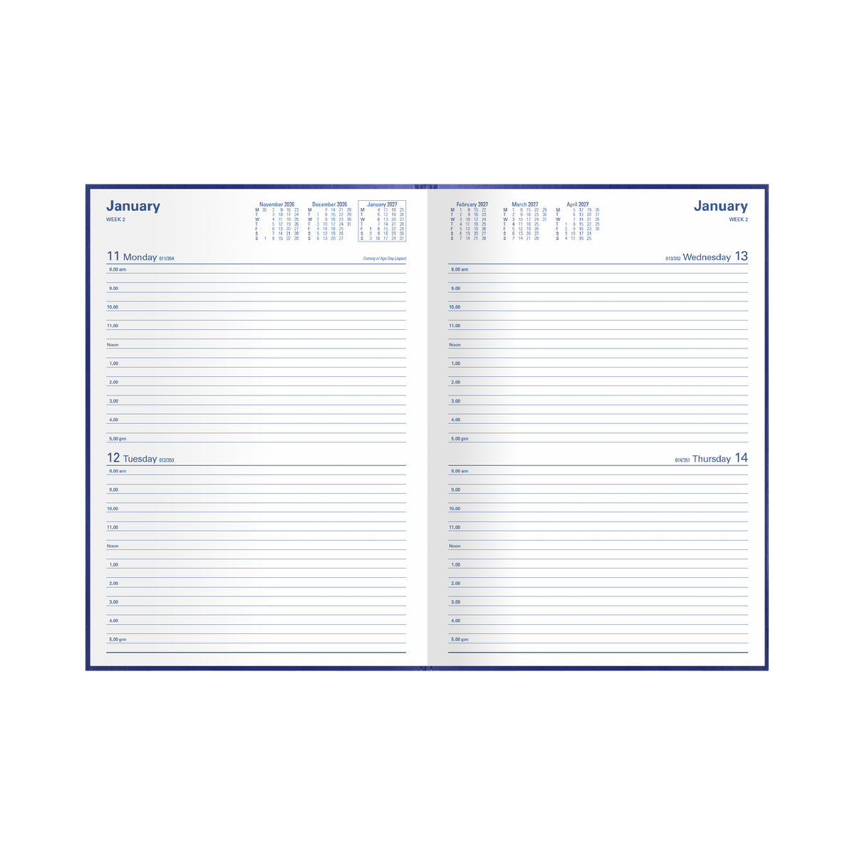 Collins 2027 Calendar Year Diary - Kingsgrove 281 A5 2-DTP Blue