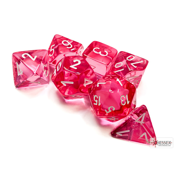 CHX 23084 Translucent Pink/white Polyhedral 7-Die Set