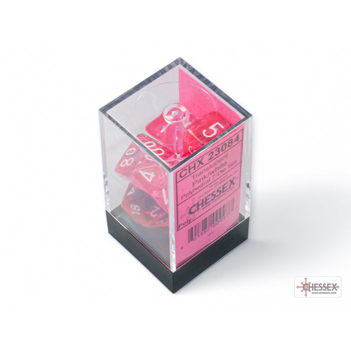 CHX 23084 Translucent Pink/white Polyhedral 7-Die Set