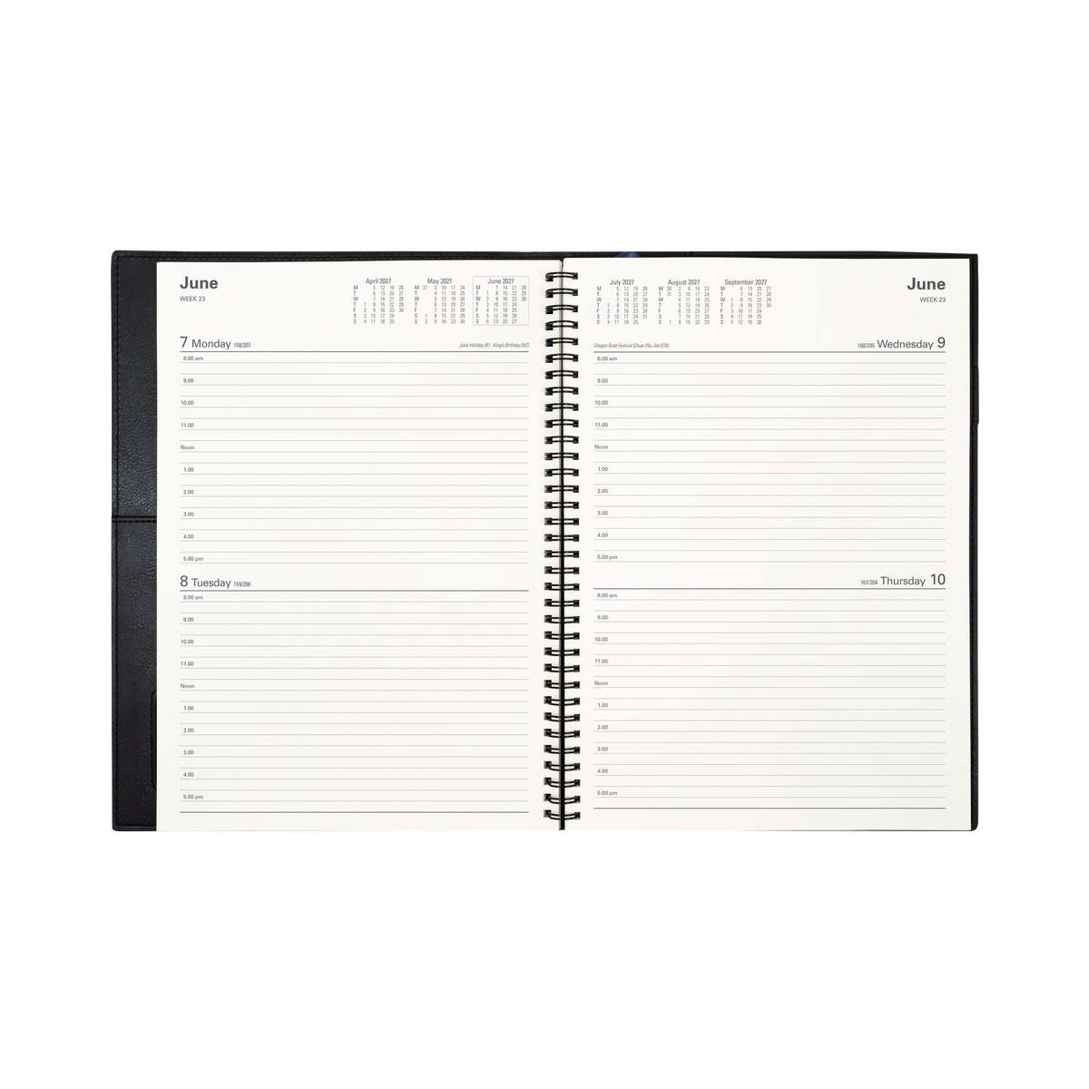 Collins 2027 Calendar Year Diary - Vanessa 245 Spiral A4 2-DTP Black