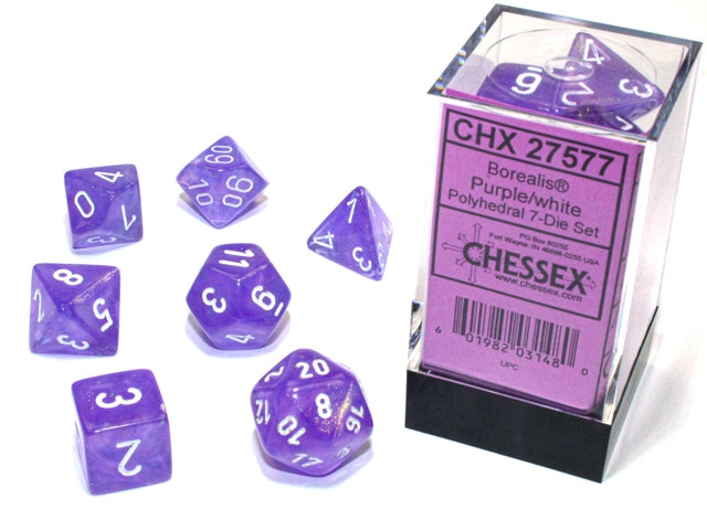 CHX 27577 Borealis Purple/white Luminary (Polyhedral 7-Die Set)