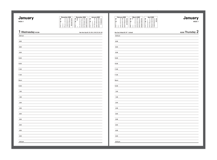 Collins Debden 2025 Calendar Year Diary - Kyoto 3001 A4 DTP