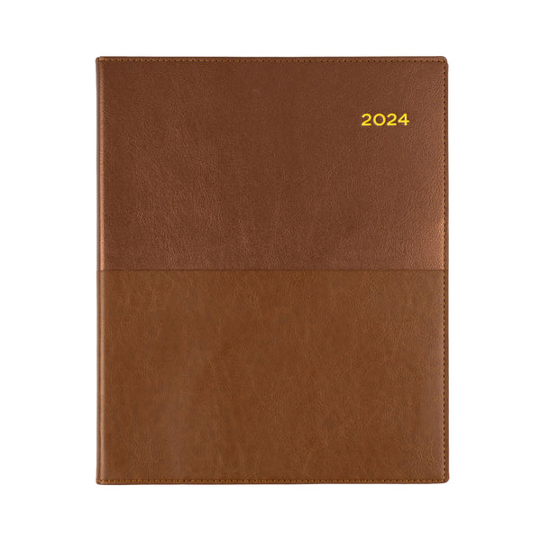 Collins 2024 Calendar Year Diary - Vanessa 325 Spiral QUARto Week to View Tan