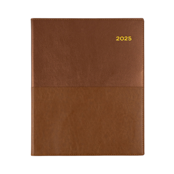 Collins 2025 Calendar Year Diary - Vanessa 325 Spiral Quarto WTV Tan
