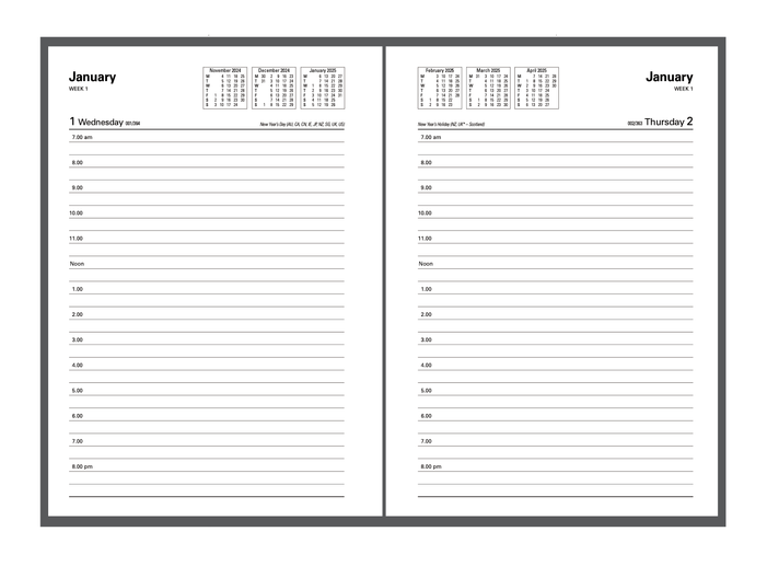 Collins Debden 2025 Calendar Year Diary - Kyoto 3301 A5 DTP Black