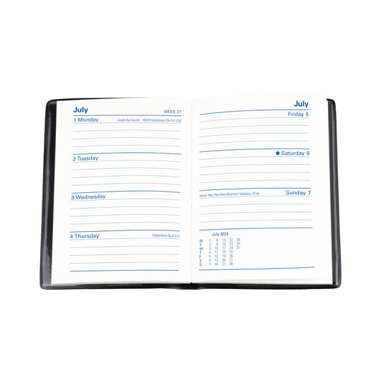 Collins 2024 Calendar Year Diary - Belmont 337 A7 Pocket Week to View Black