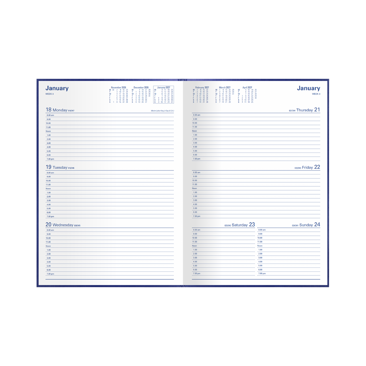 Collins 2027 Calendar Year Diary - Kingsgrove 341 A4 WTV Blue