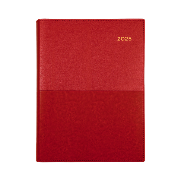 Collins 2025 Calendar Year Diary - Vanessa 345 Spiral A4 WTV Red