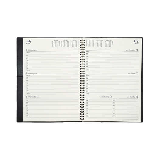 Collins 2025 Calendar Year Diary - Vanessa 345 Spiral A4 WTV Black