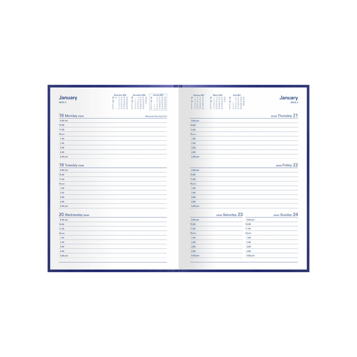 Collins 2027 Calendar Year Diary - Kingsgrove 381 A5 WTV Blue