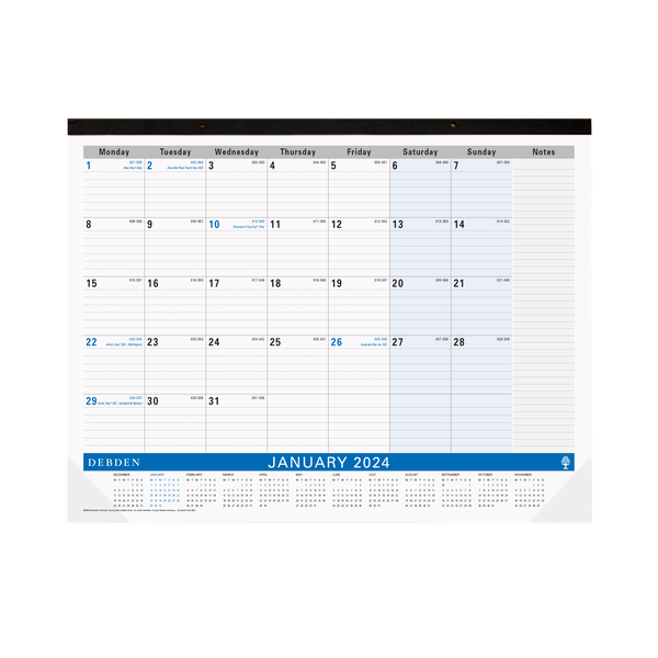 Collins Debden 2024 Calendar Year - Planner Desk Top 420x594mm 3901.C59 Month to View Navy