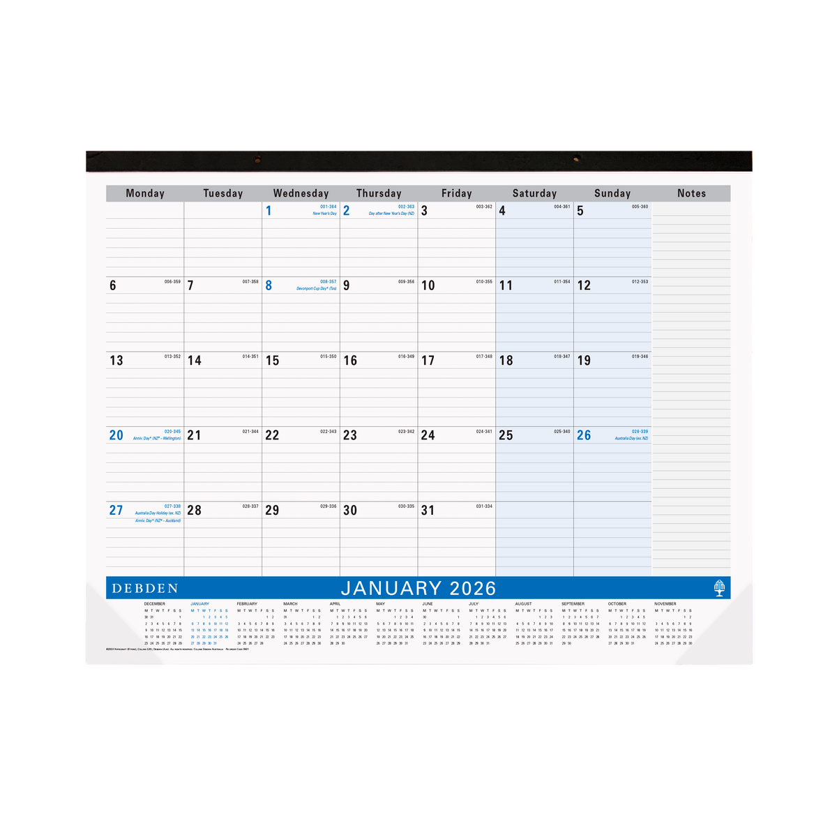 Collins Debden 2026 Calendar Year Planner - Table Top (440x560mm) MTV
