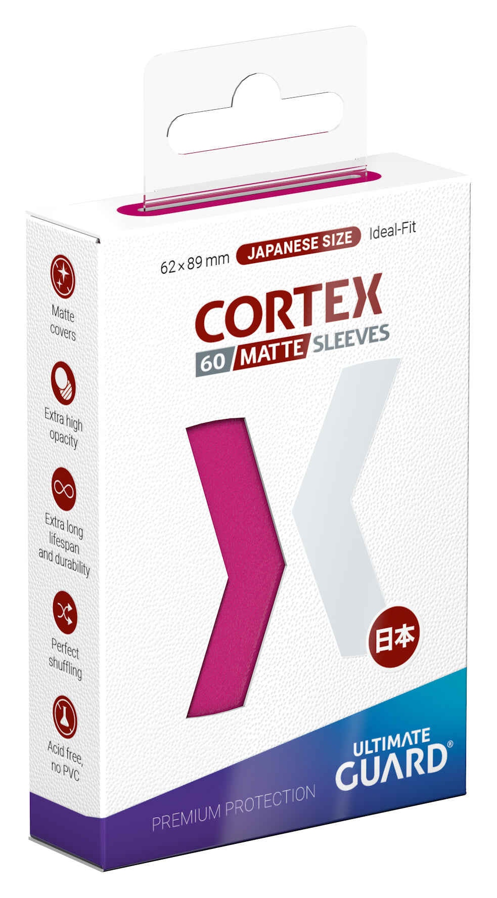 Ultimate Guard Cortex Matte Sleeves - Pink - Japanese-Size (60 Sleeves)