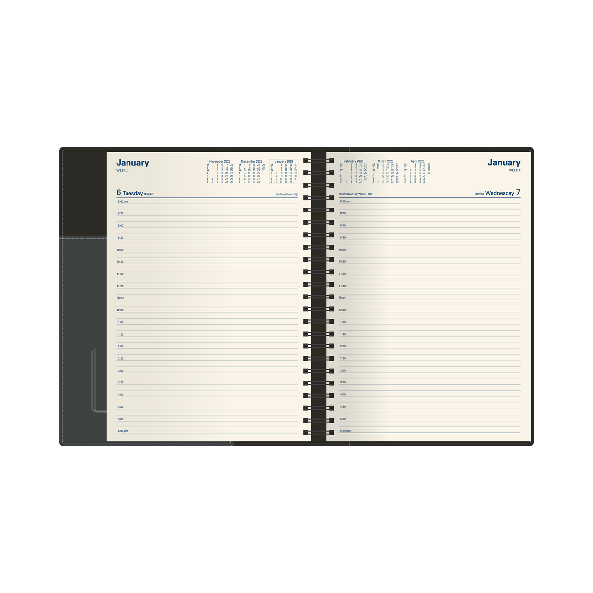 Collins 2026 Calendar Year Diary / Planner - Associate II 4051 A4 DTP Black