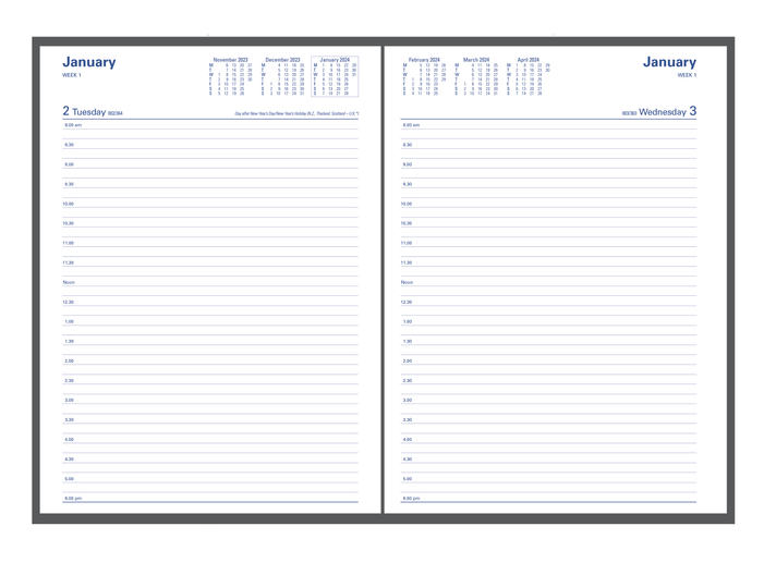 Collins 2024 Calendar Year Diary - Associate II 4051 A4 Day to Page Black