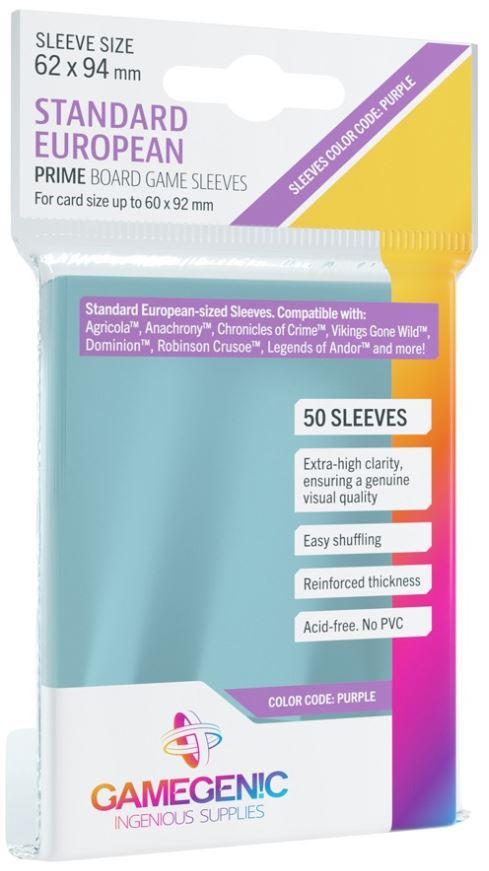 Gamegenic Prime Board Game Sleeves - Standard European 62 x 94mm (50 Sleeves) [Colour Code: PURPLE]