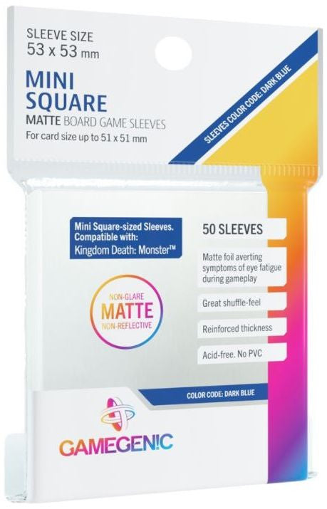 Gamegenic Matte Board Game Sleeves - Mini Square 53 x 53mm (50 Sleeves) [Colour Code: DARK BLUE]