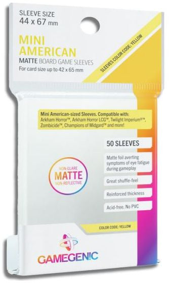 Gamegenic Matte Board Game Sleeves - Mini American 44 x 67mm (50 Sleeves) [Colour Code: YELLOW]