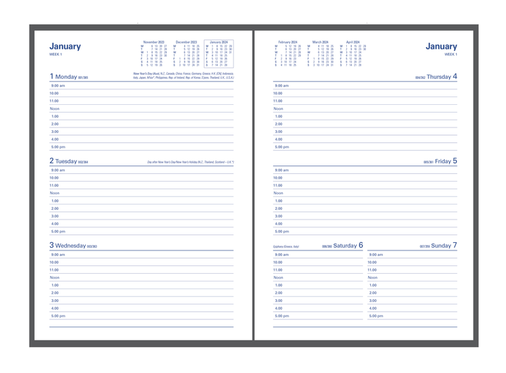 Collins Debden 2024 Calendar Year Diary - Associate 4501.V99 A5 Week to View Black