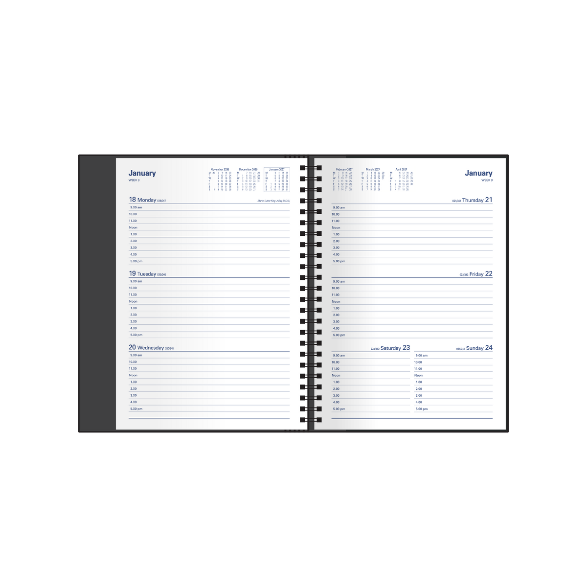 Collins 2027 Calendar Year Diary - Associate 4501.V99 A5 WTV Black