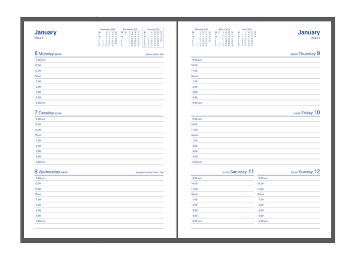 Collins Debden 2025 Calendar Year Diary / Planner - Associate 4501 A5 WTV Black