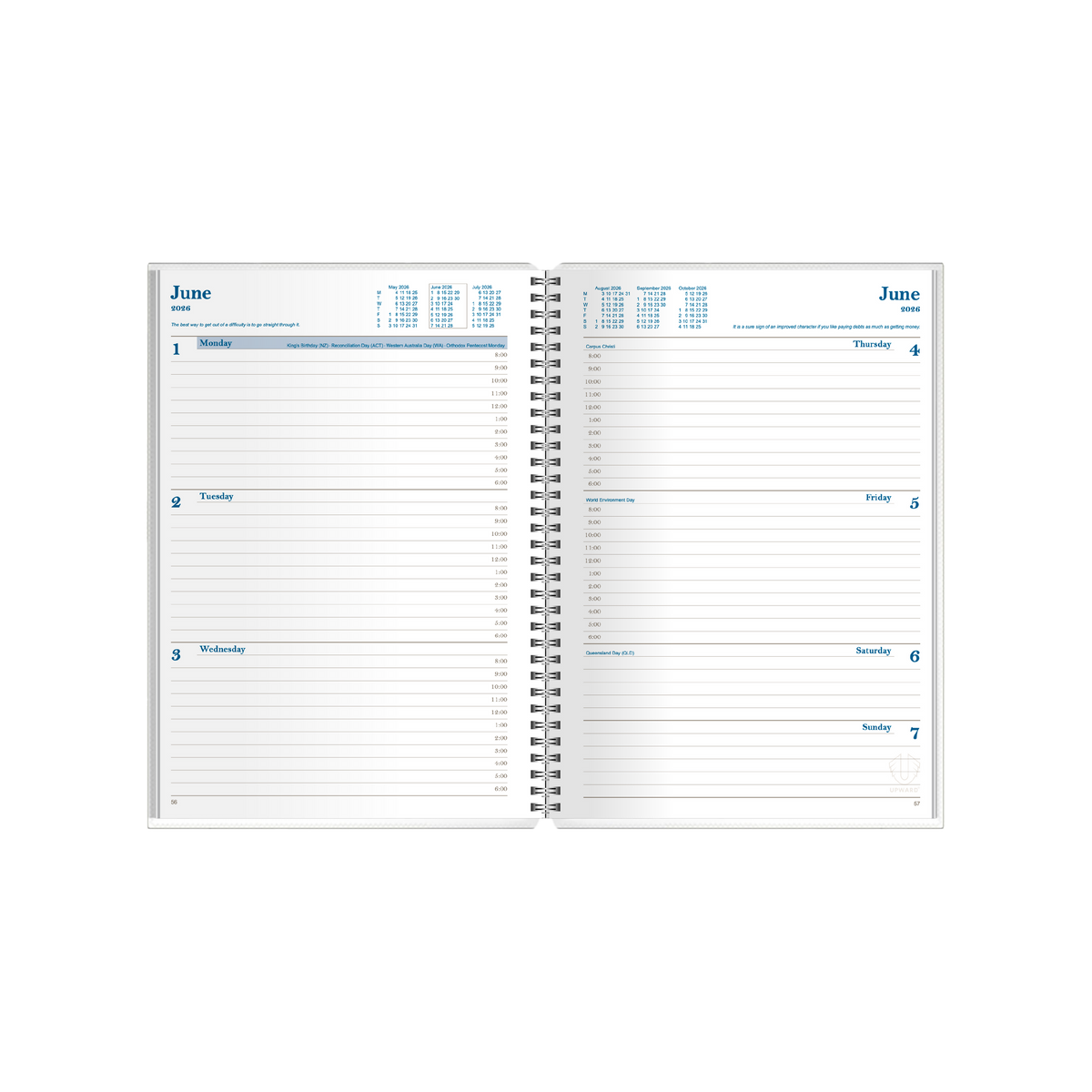Upward 2027 Calendar Year Diary - Busy Woman's 4404 A5 WTV Waratah