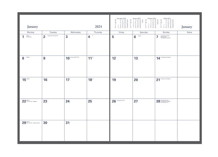 Collins Colplan 2024 Calendar Year - Planner 51 A4 Month to View Blue