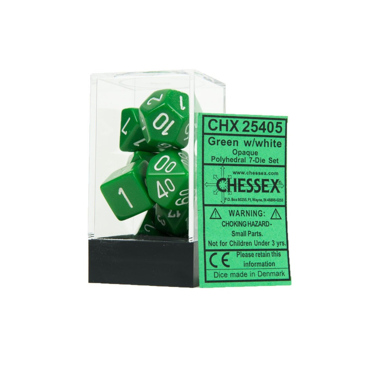 CHX 25405 Opaque Polyhedral Green/white 7-Die Set