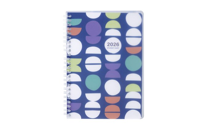 Cumberland 2026 Calendar Year Diary - Student 57PS26 A5 Spiral WTV Multi-coloured