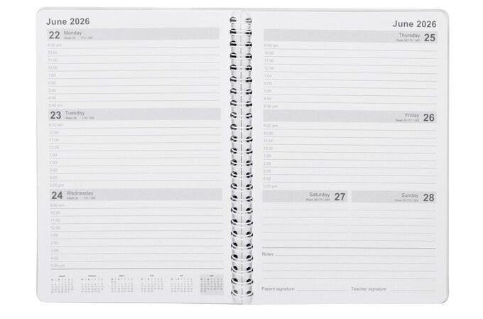 Cumberland 2026 Calendar Year Diary - Student 57PS26 A5 Spiral WTV Multi-coloured