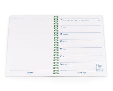 Collins 2024 Calendar Year Diary - Weekly Notebook A5 Week to Page Spiral Mint