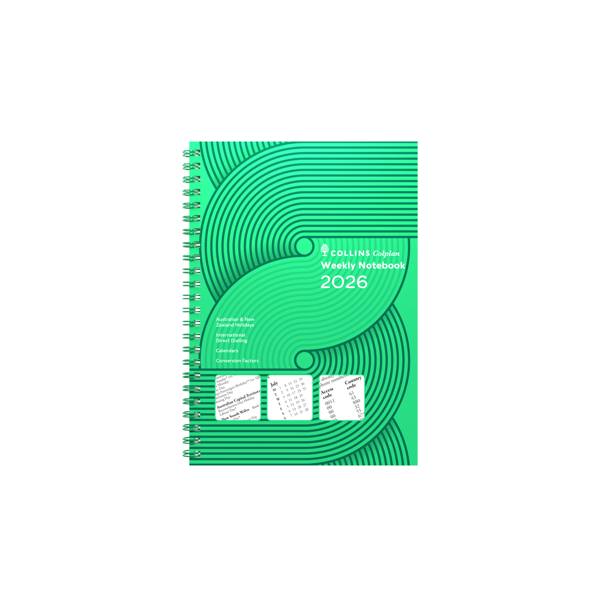 Collins 2026 Calendar Year Diary - Weekly Notebook A5 Week to Page Spiral Mint