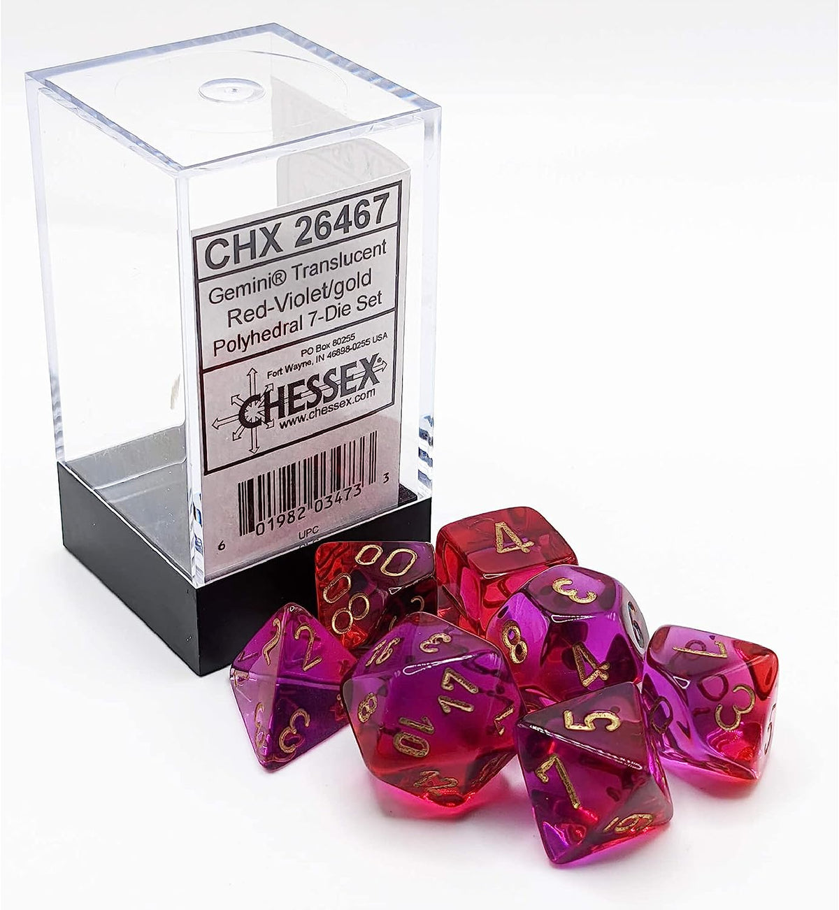 CHX 26467 Translucent Gemini Red-Violet/gold Luminary (Polyhedral 7-Die Set)