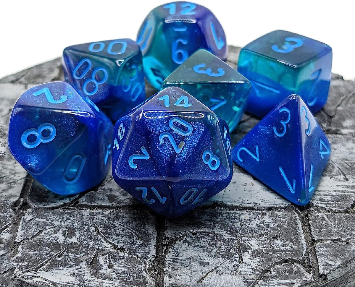 CHX 26463 Gemini Blue-Blue/Light Blue Luminary Polyhedral 7-Die Set